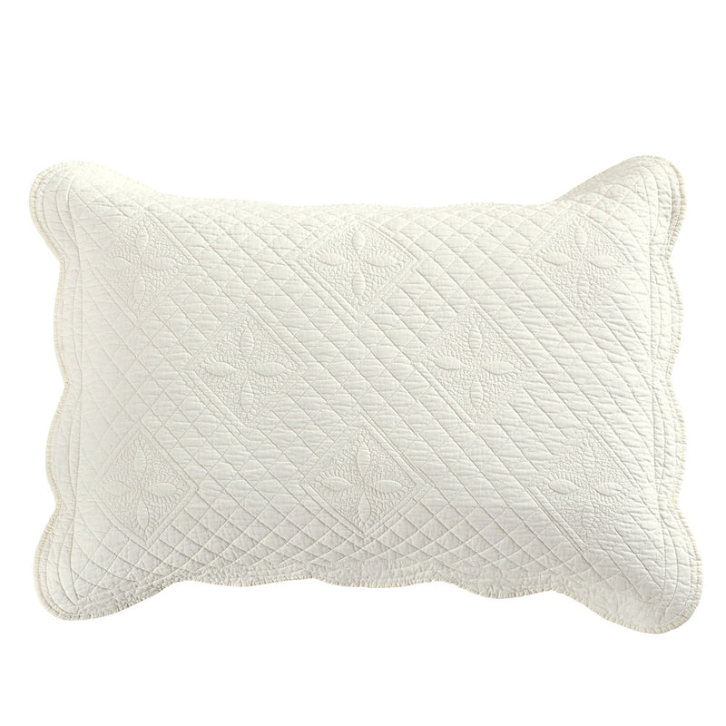Sage Garden Luxury Pure Cotton Quilted Ivory Pillow Sham - Calla Angel
 - 2