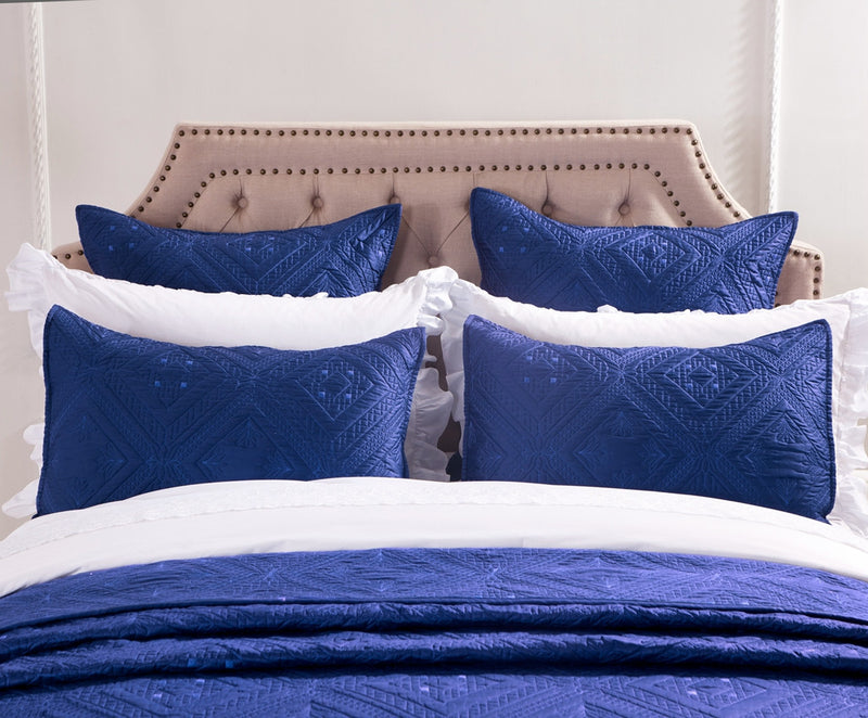 Fern Crystal Luxury Navy Blue Pillow Sham - Calla Angel
 - 3