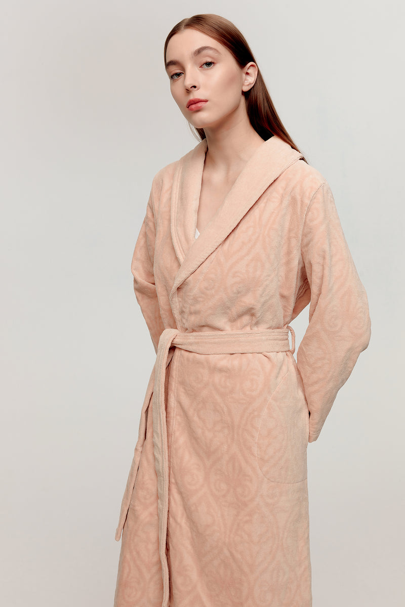 Iris Egyptian Cotton Jacquard Bath Robe Pink