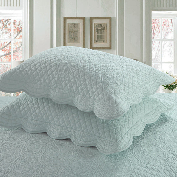 Sage Garden Luxury Pure Cotton Quilted Light Aqua Pillow Sham - Calla Angel
 - 2