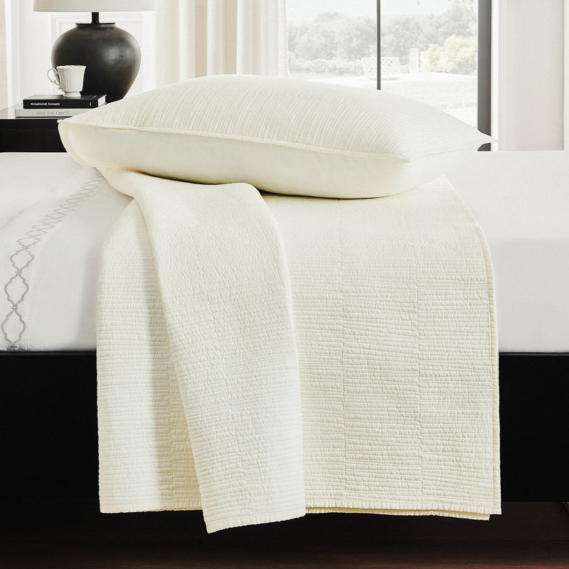 Evelyn Stitch Threads Luxury Pure Cotton Quilt Set, Ivory