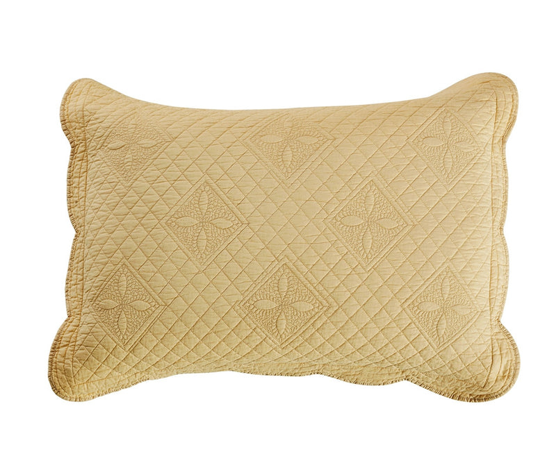 Sage Garden Luxury Pure Cotton Quilted Gold Pillow Sham - Calla Angel
 - 4