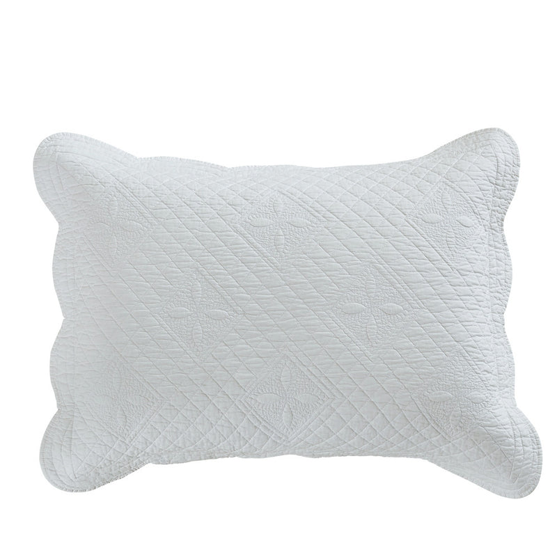Sage Garden Luxury Pure Cotton Quilted White Pillow Sham - Calla Angel
 - 2