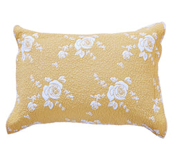 Rose Melody Luxury Hand Quilted Pure Cotton Gold Pillow Sham - Calla Angel
 - 2