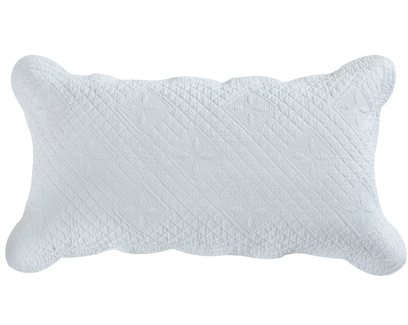 Sage Garden Luxury Pure Cotton Quilted White Pillow Sham - Calla Angel
 - 6