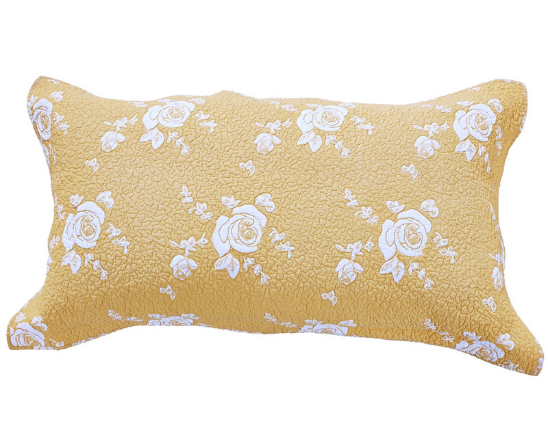 Rose Melody Luxury Hand Quilted Pure Cotton Gold Pillow Sham - Calla Angel
 - 6