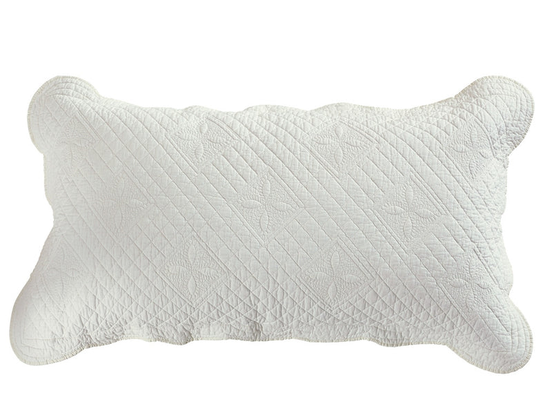 Sage Garden Luxury Pure Cotton Quilted Ivory Pillow Sham - Calla Angel
 - 6