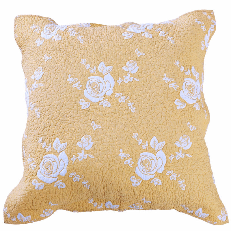 Rose Melody Luxury Hand Quilted Pure Cotton Gold Pillow Sham - Calla Angel
 - 4