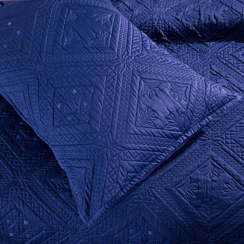 Fern Crystal Luxury Navy Blue Pillow Sham - Calla Angel
 - 5