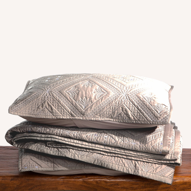 Fern Crystal Luxury Khaki Pillow Sham - Calla Angel
 - 6