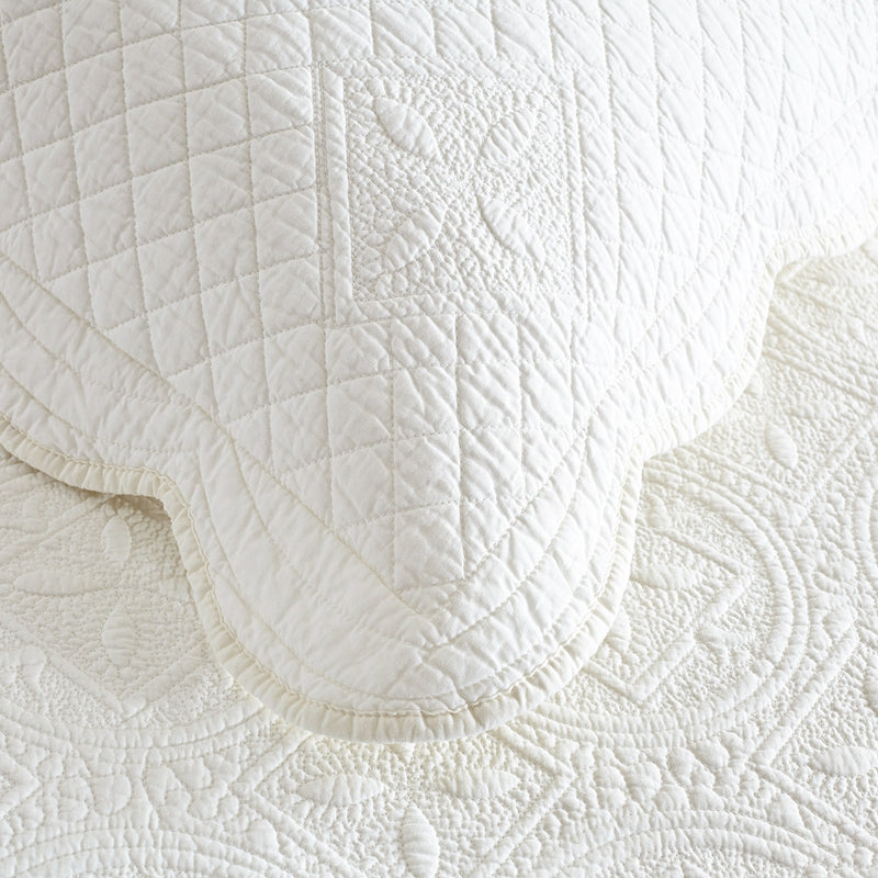 Sage Garden Luxury Pure Cotton Quilted Ivory Pillow Sham - Calla Angel
 - 3