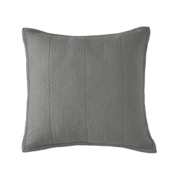 Evelyn Stitch Chevron Luxury Pure Cotton Quilted Pillow Sham, Gray