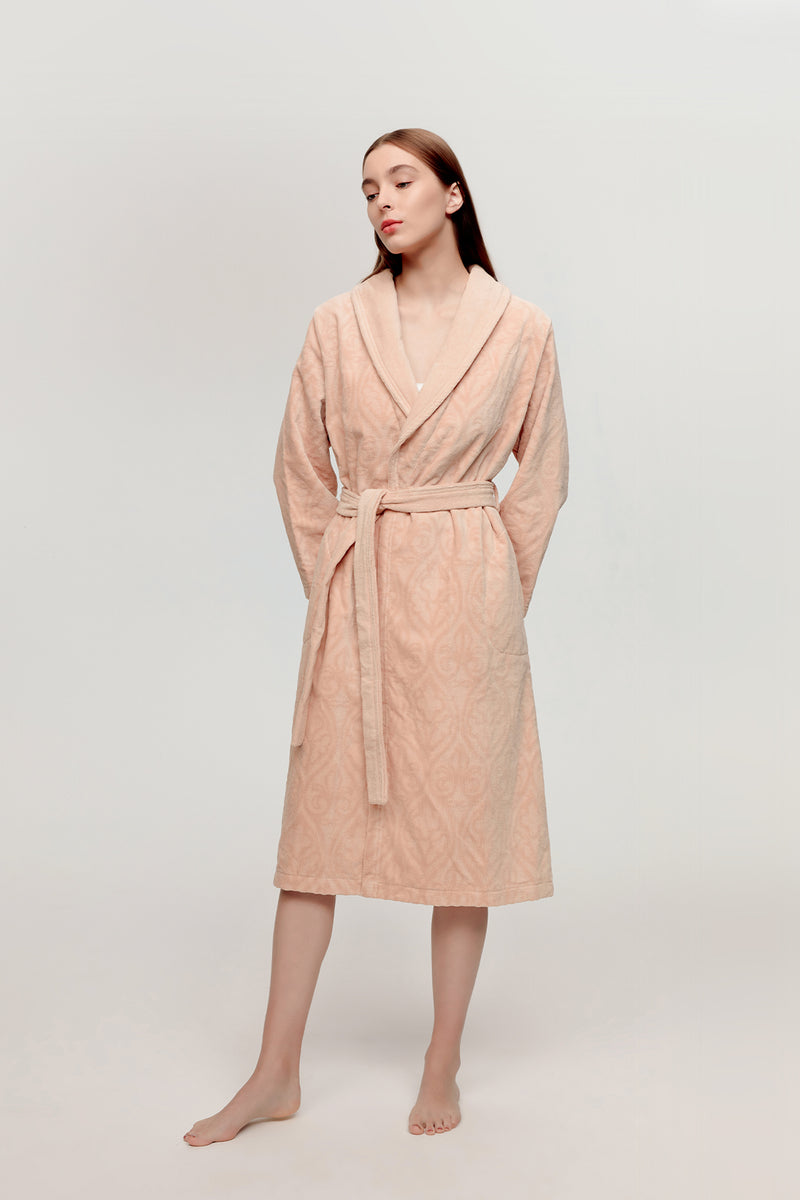 Iris Egyptian Cotton Jacquard Bath Robe Pink Calla Angel Iris Egyptian Cotton Jacquard Bath Robe Pink Calla Angel