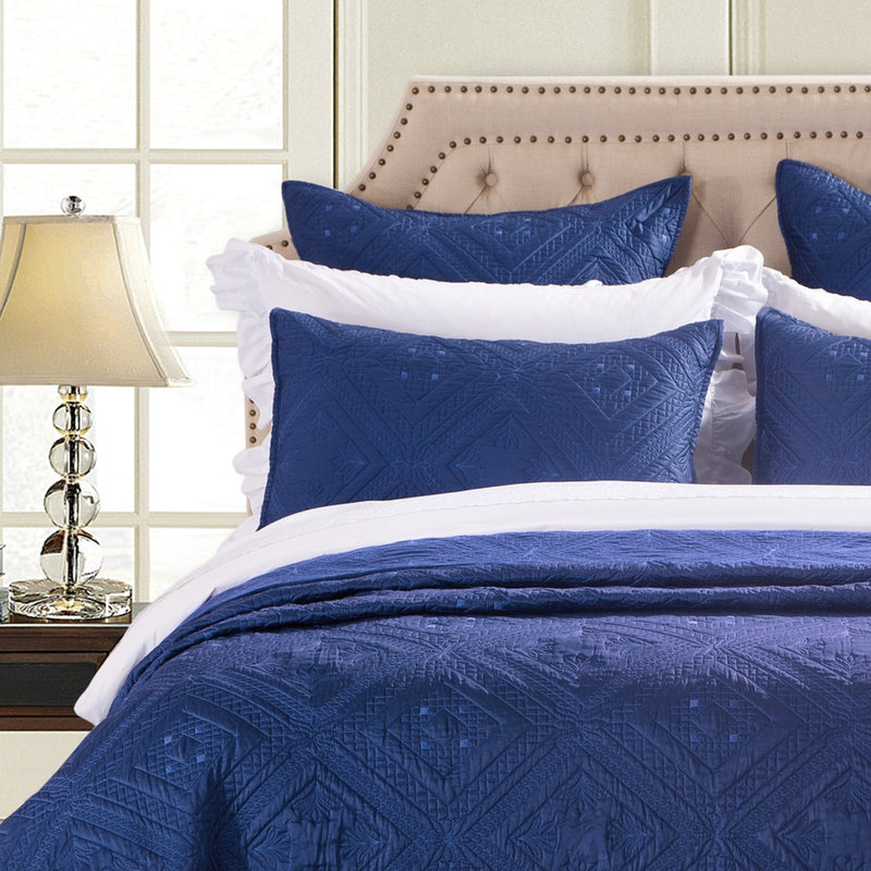 Fern Crystal Luxury Navy Blue Pillow Sham - Calla Angel
 - 1