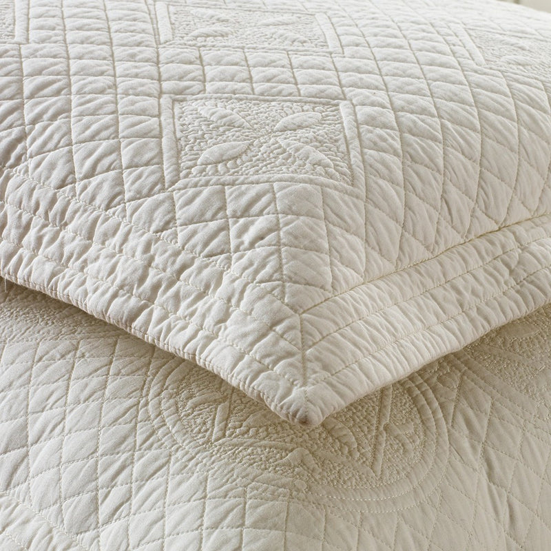 Saint Ivory Luxury Pure Cotton Quilted Pillow Sham - Calla Angel
 - 3
