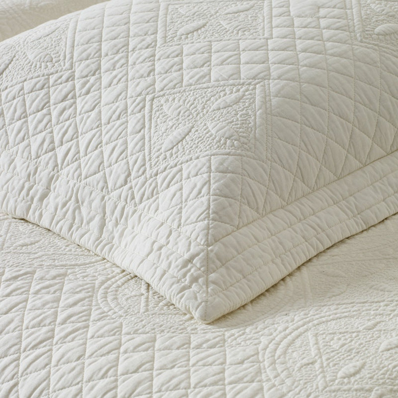 Saint Ivory Luxury Pure Cotton Quilted Pillow Sham - Calla Angel
 - 5