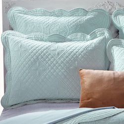 Sage Garden Luxury Pure Cotton Quilted Light Aqua Pillow Sham - Calla Angel
 - 1