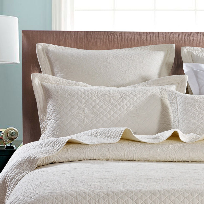 Saint Ivory Luxury Pure Cotton Quilted Pillow Sham Calla Angel