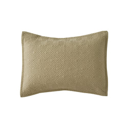 Evelyn Stitch Diamond Luxury Pure Cotton Quilted Pillow Sham, Dark Khaki
