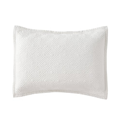 Evelyn Stitch Diamond Luxury Pure Cotton Quilted Pillow Sham, Ivory